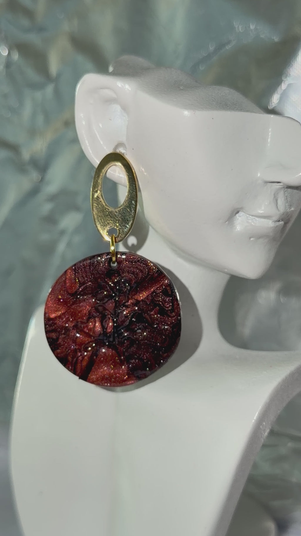 Boucles d’oreilles artisanales en pâte polymère bronze marbré – BERGAMOTTA